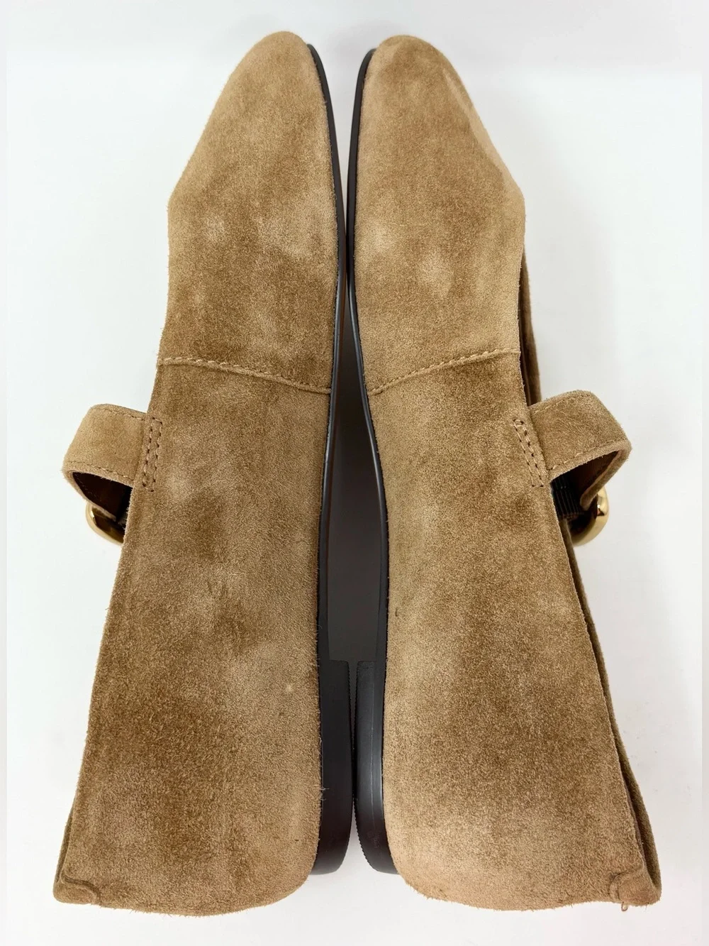 Madewell The Remy Mary Jane Flats Dried Acorn Brown Suede Gold Buckle Size 6